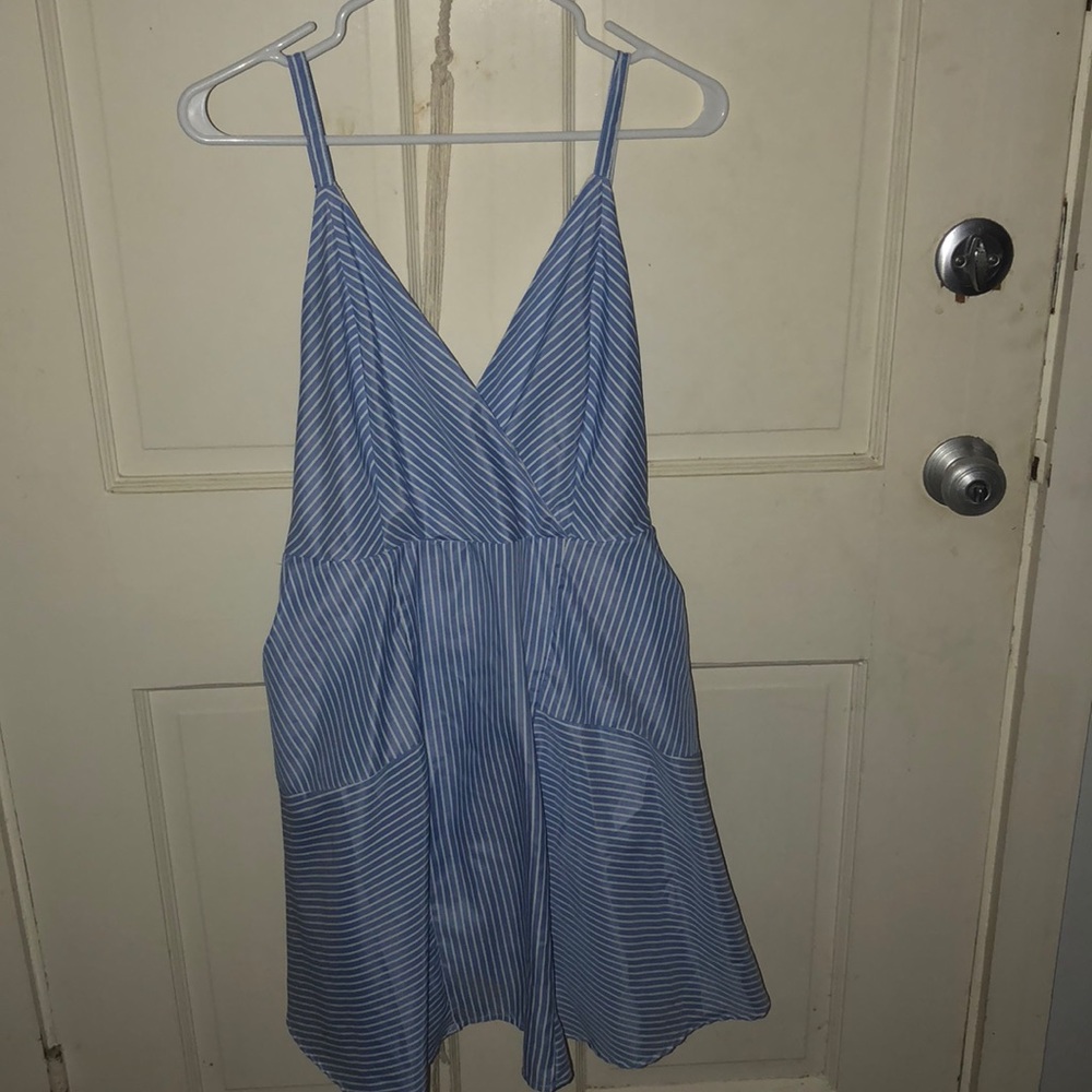 Blue and white dress